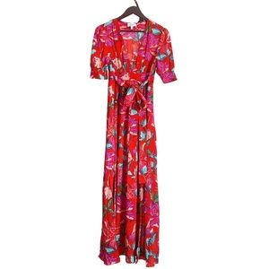 & Other Stories Red Floral Print Maxi Dress 8